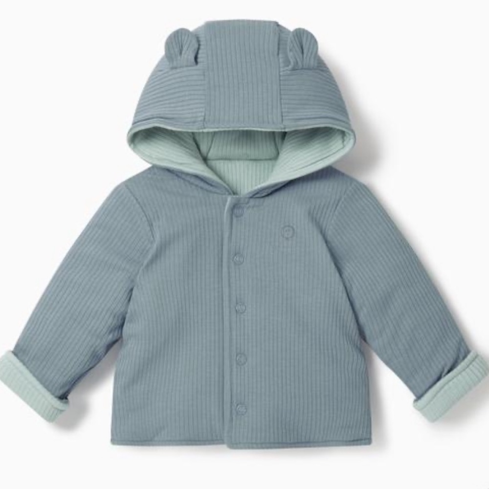 Mori 3-6 Month Reversible Ribbed Jacket